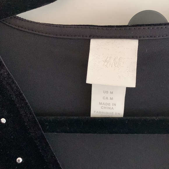 H&M Black rhinestone long sleeve bodysuit (never worn) - Picture 2 of 4